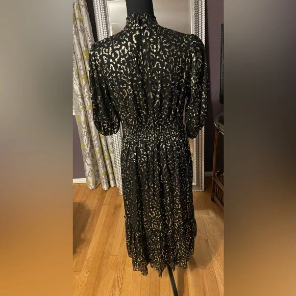 Ina black and gold halter midi dress size M - Picture 6 of 7